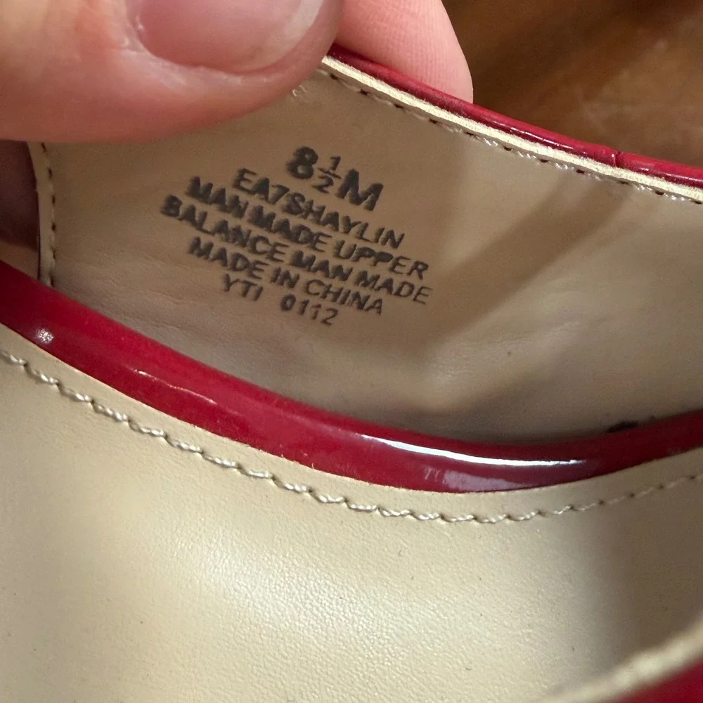 Enzo Angiolini Shaylin Red Patent Peep Toe Platform Slingback Heels 8.5M
